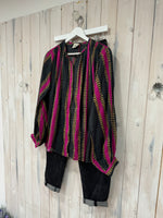 Load image into Gallery viewer, Fuchsia Gunmetal Stripe Blouse - New Season - Johanna
