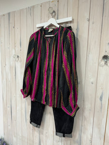 Fuchsia Gunmetal Stripe Blouse - New Season - Johanna